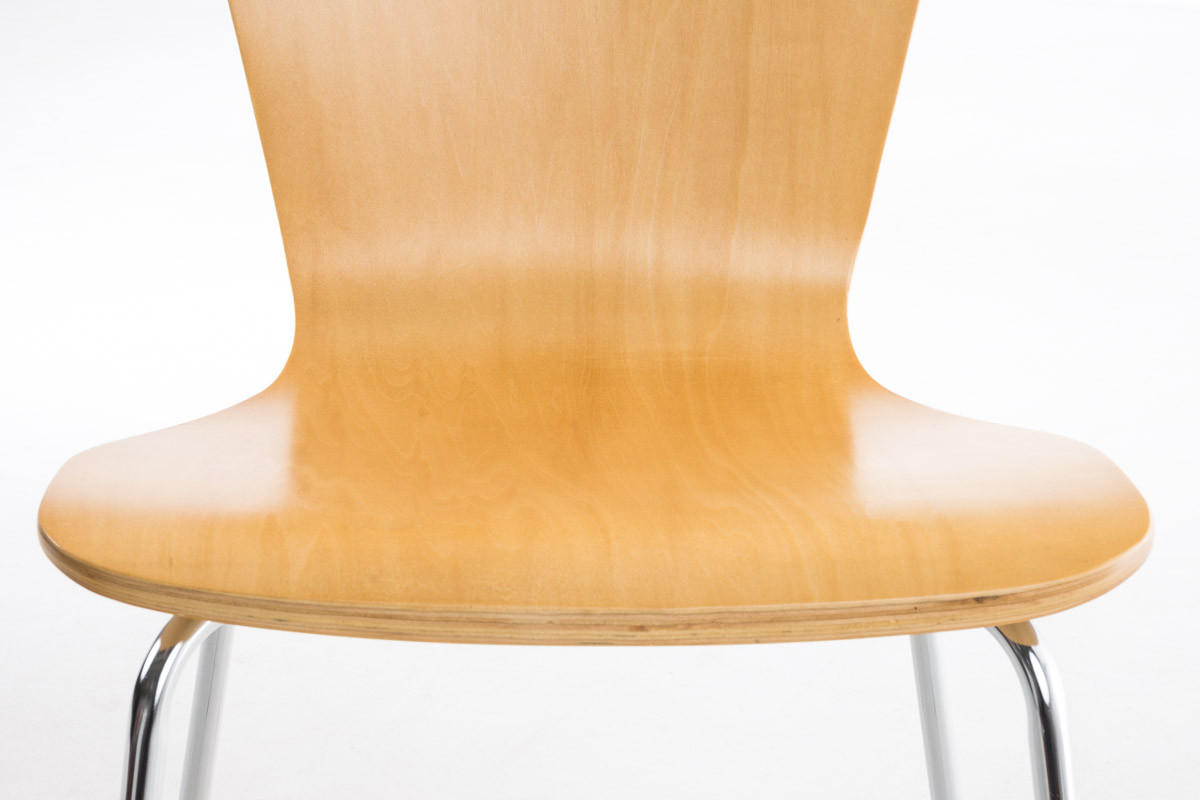 BESUCHERSTUHL Jaron mit Holzsitz und Metallgestell, Farbe: Natura - Chromfarben/Naturfarben, Holz/Metall (43/84/50cm) - TPFLiving