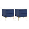2ER-SET Nachttische mit 2 Schubladen - MDF & Metall - Blau lackiert & Goldfarben - KORASA - Blau, Holz (40/50/50cm) - Pascal Morabito