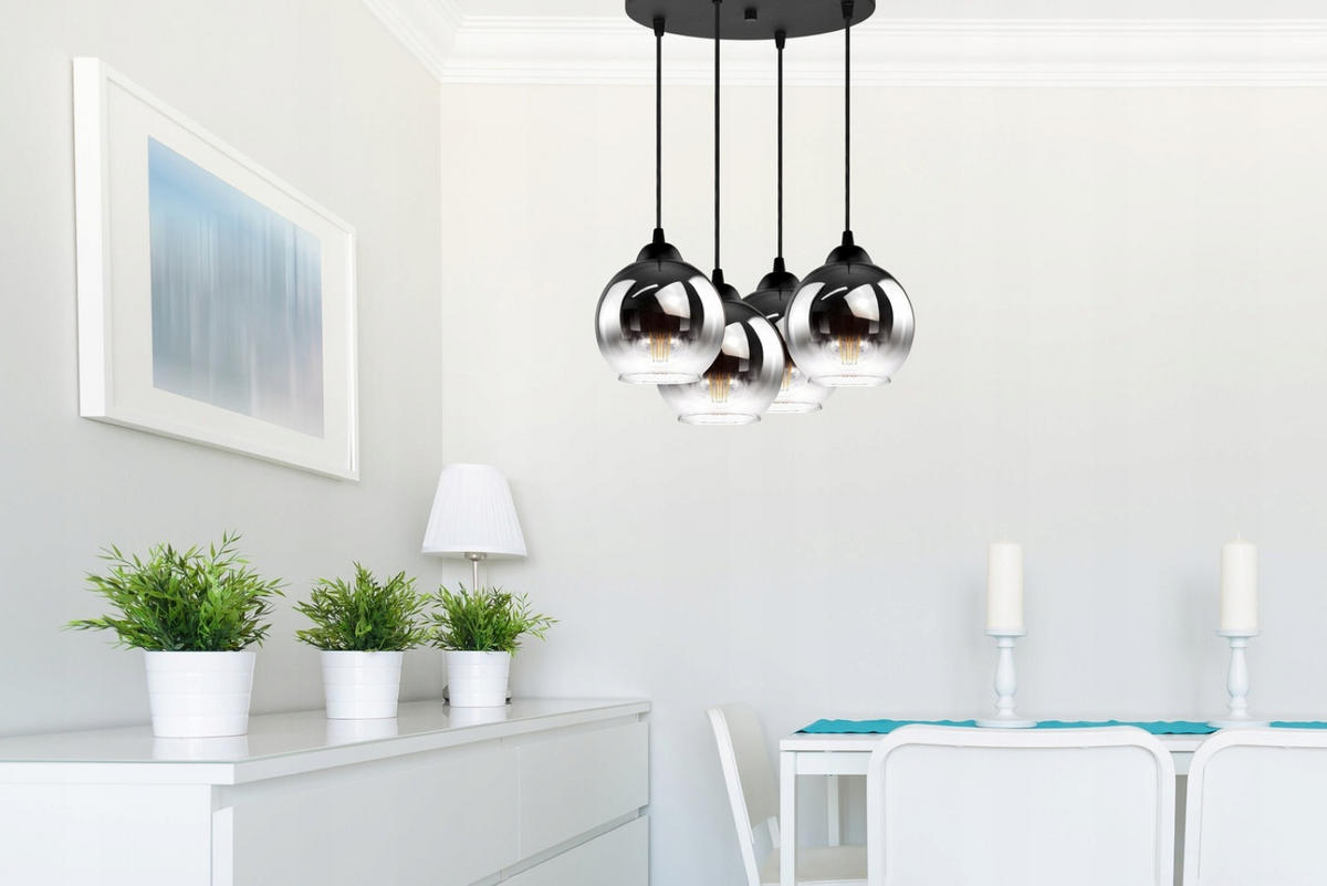 PENDELLEUCHTE MASUR - Transparent/Anthrazit, Glas/Metall (35/35/80cm) - kiki design
