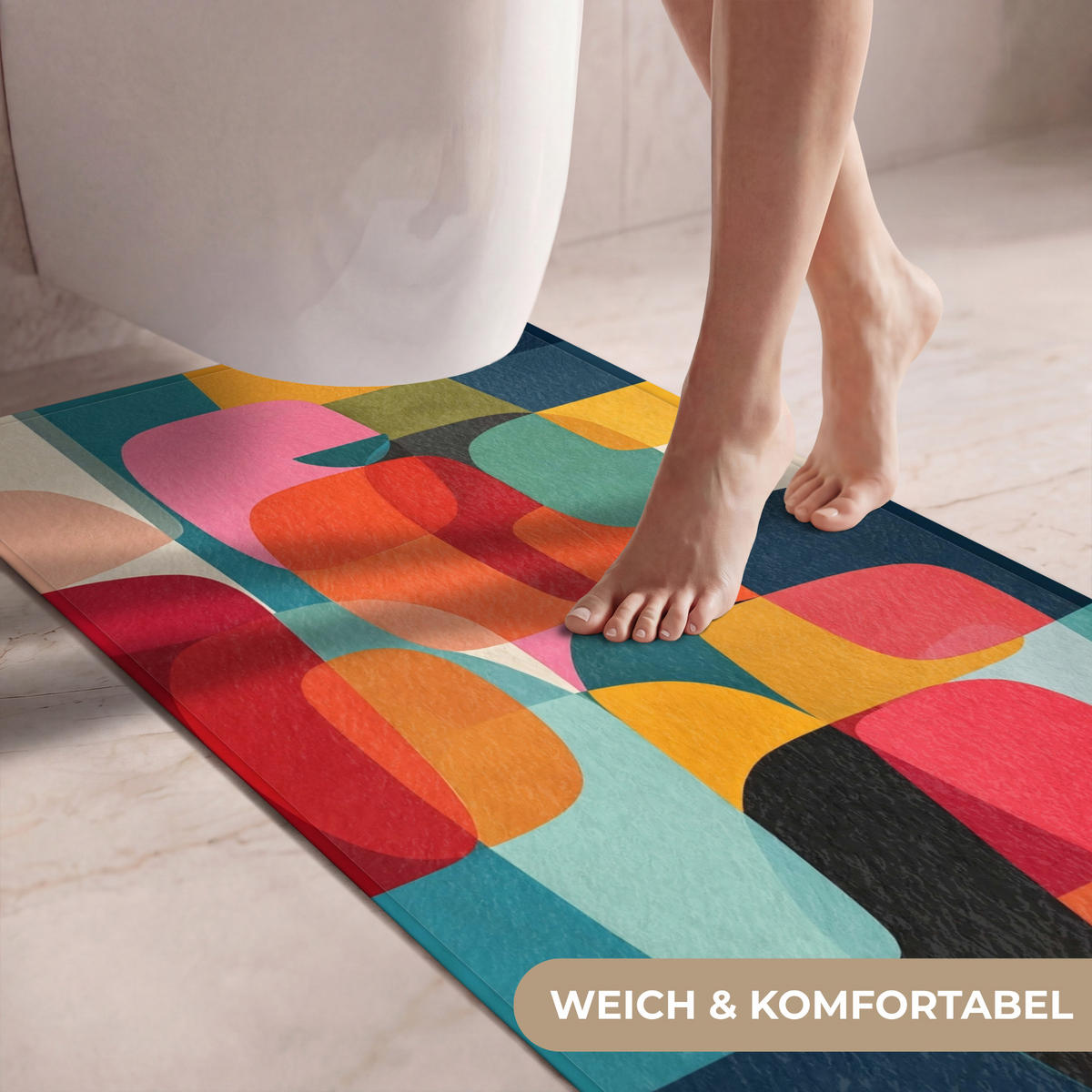 WC PŘEDLOŽKA Tvary - barevné - abstraktní - letadla 60x120 cm - různobarevná, textil/plast (60/1cm) - OnlyWow