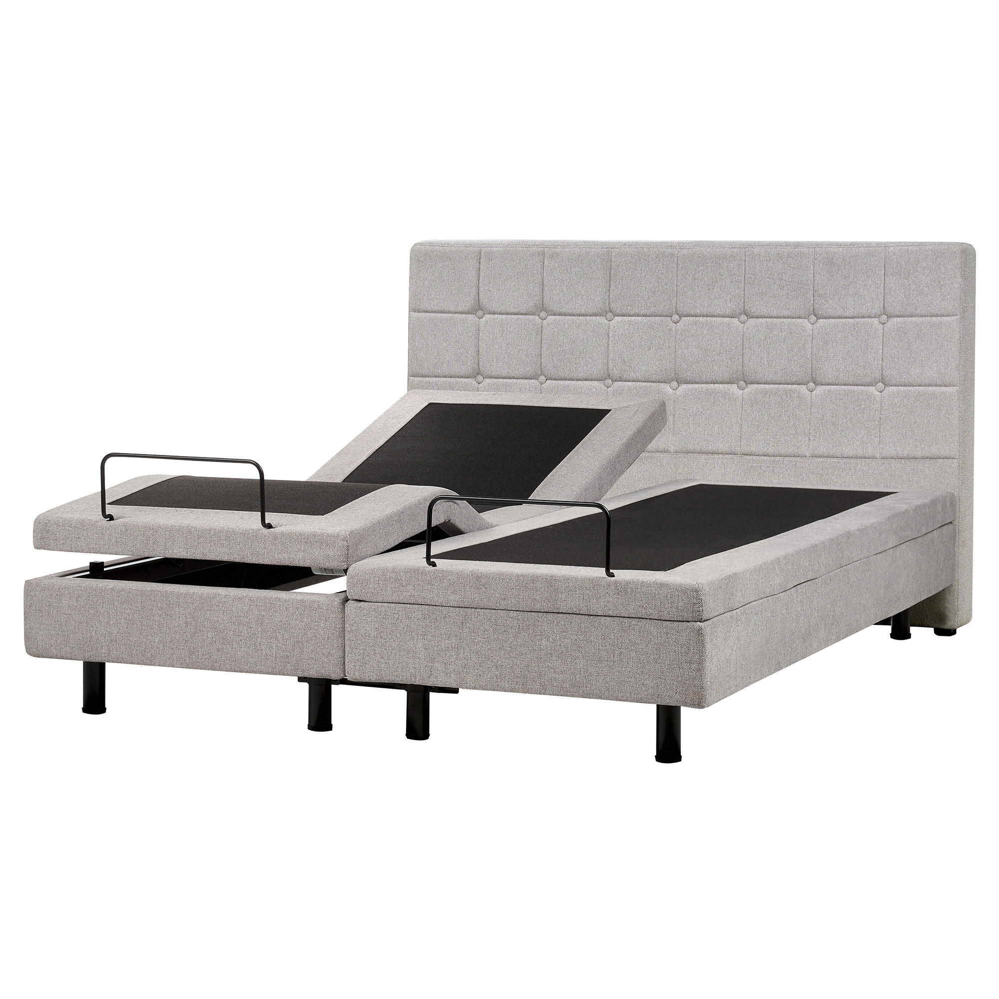 POLSTERBETT verstellbar 160x200 cm Grau Duke - Hellgrau, Textil (160/200cm) - Beliani