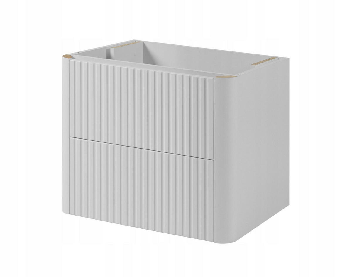 WASCHBECKENUNTERSCHRANK LINEA hängend geriffelt Weiß matt 60/48/44 cm - Weiß, Holzwerkstoff (60/48.4/43.7cm) - Rodan