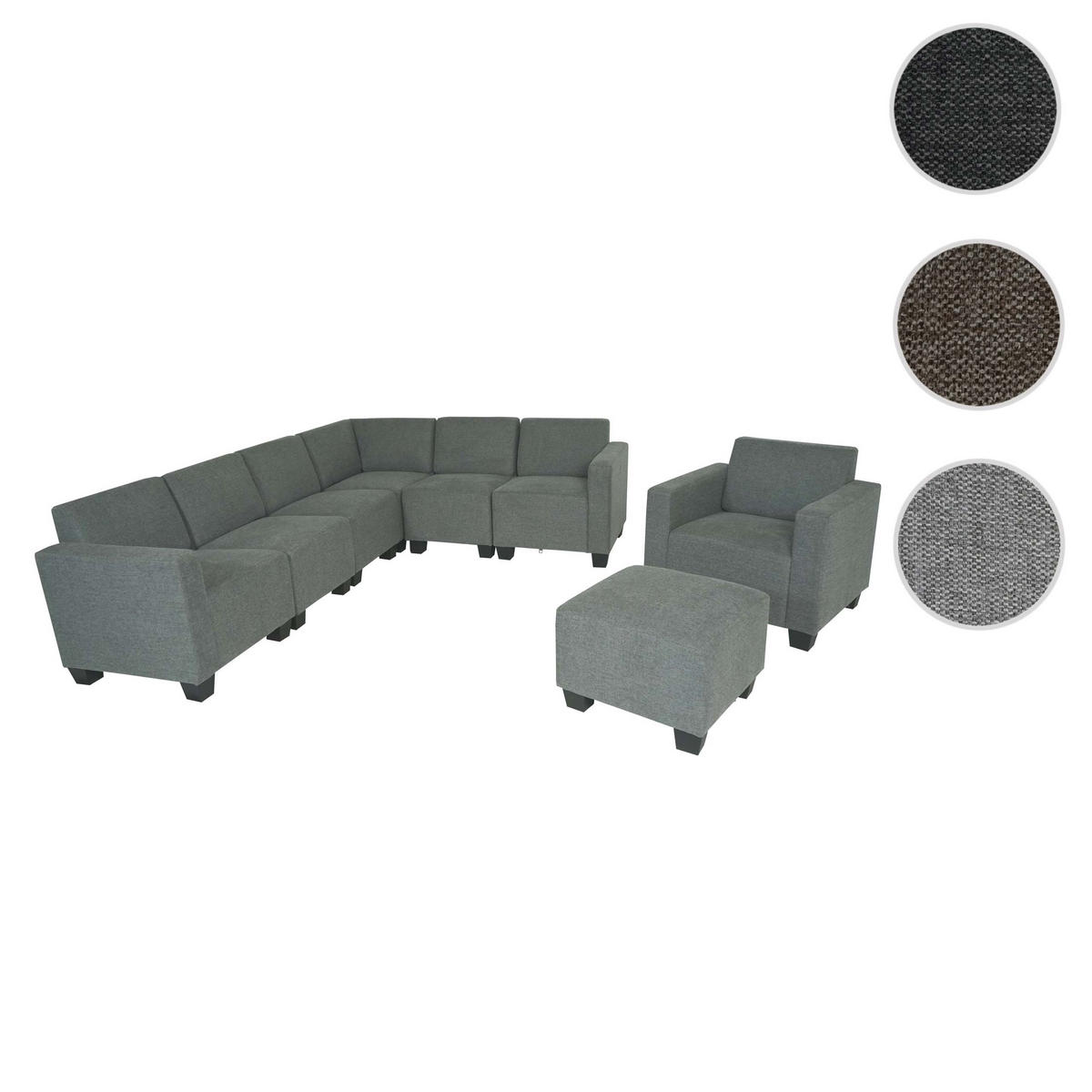 SOFA-SYSTEM LYON Grau Garnitur 6-2 - Grau, Textil (288/76/216cm) - MCW