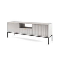 TV-SCHRANK Nova Grau, Schwarze Beine, zweitüriger TV-Tisch - Schwarz/Grau, Holzwerkstoff/Metall (154/59/39cm) - Bettso