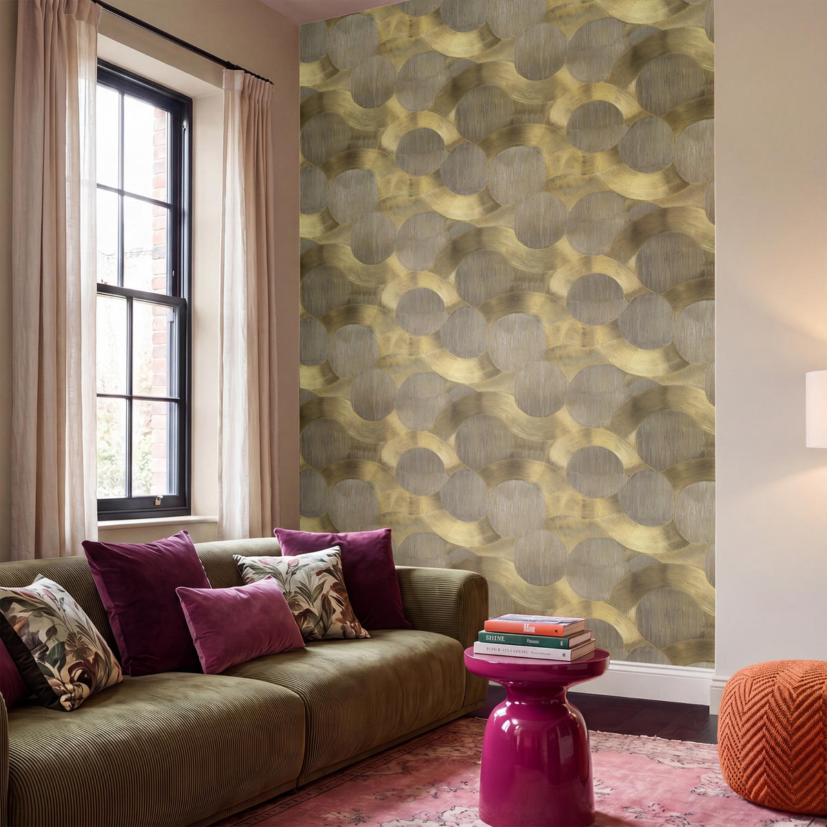 TAPETE - Modern - Geometrisch - Gold - 160x280 cm - Goldfarben, Papier (160/280cm) - OnlyWow