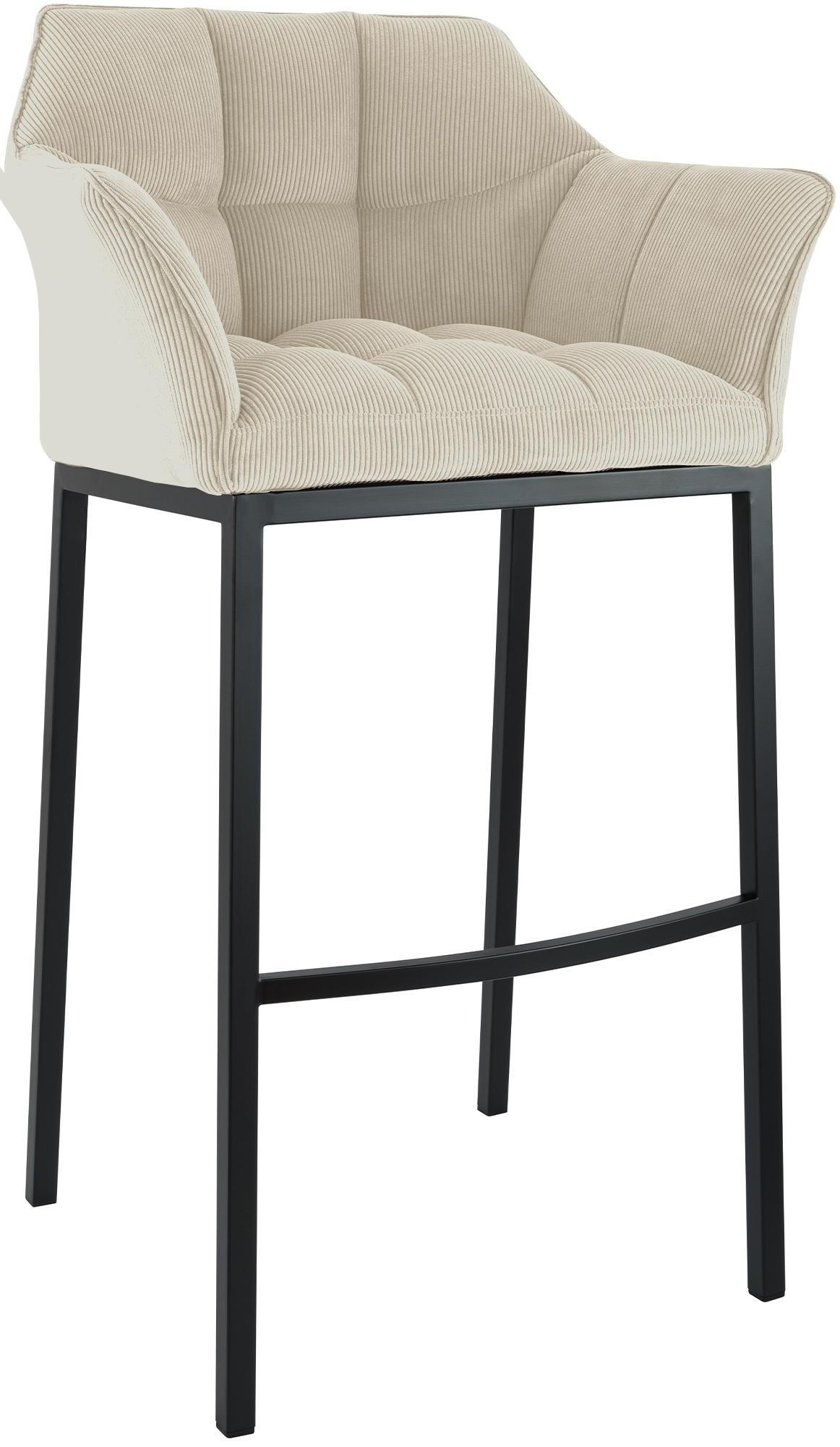 BARHOCKER Damaso Cordbezug 110x64x48 cm creme - Creme, Metall (64/110/48cm) - furnicato