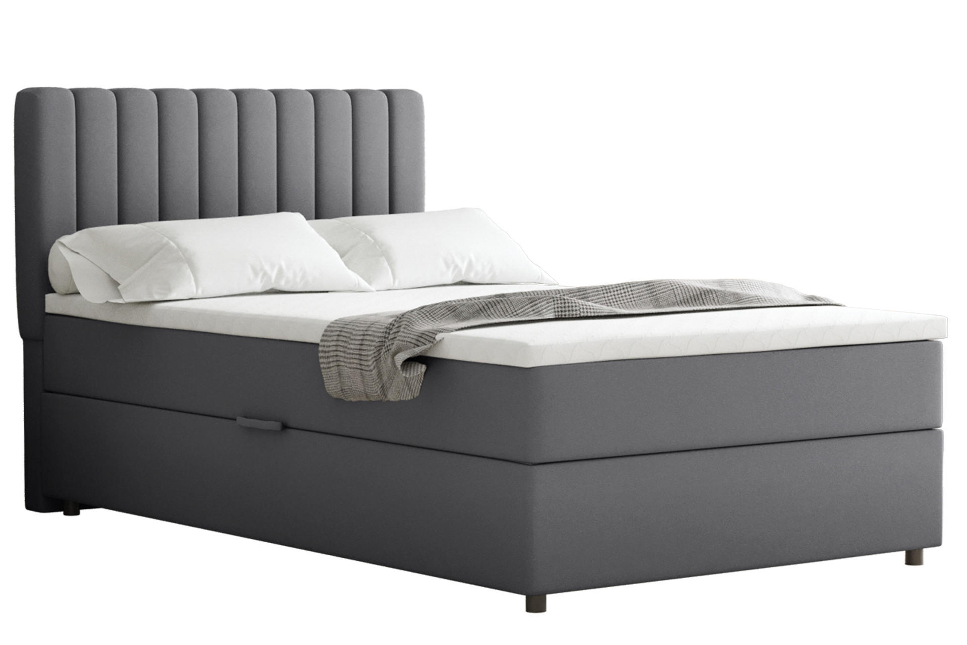 BOXBETT Everest 120 x 200 cm Einzelbett mit hochwertiger Bonell-Matratze und Topper - Grau, Holz (120/200cm) - Panda Möbel