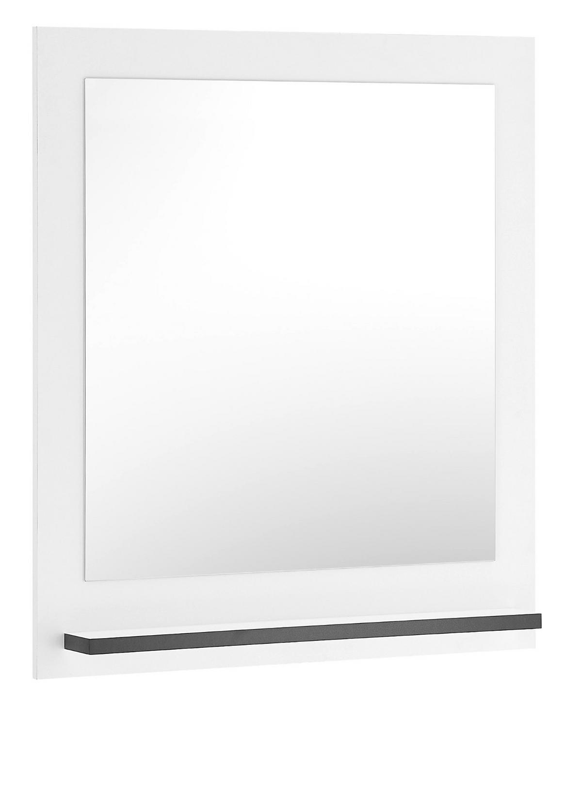 WANDSPIEGEL weiß 79 x 89 cm, Garderobenspiegel mit Ablage - Weiß Hochglanz, Glas/Holzwerkstoff (79/89/10cm) - Furn.Design