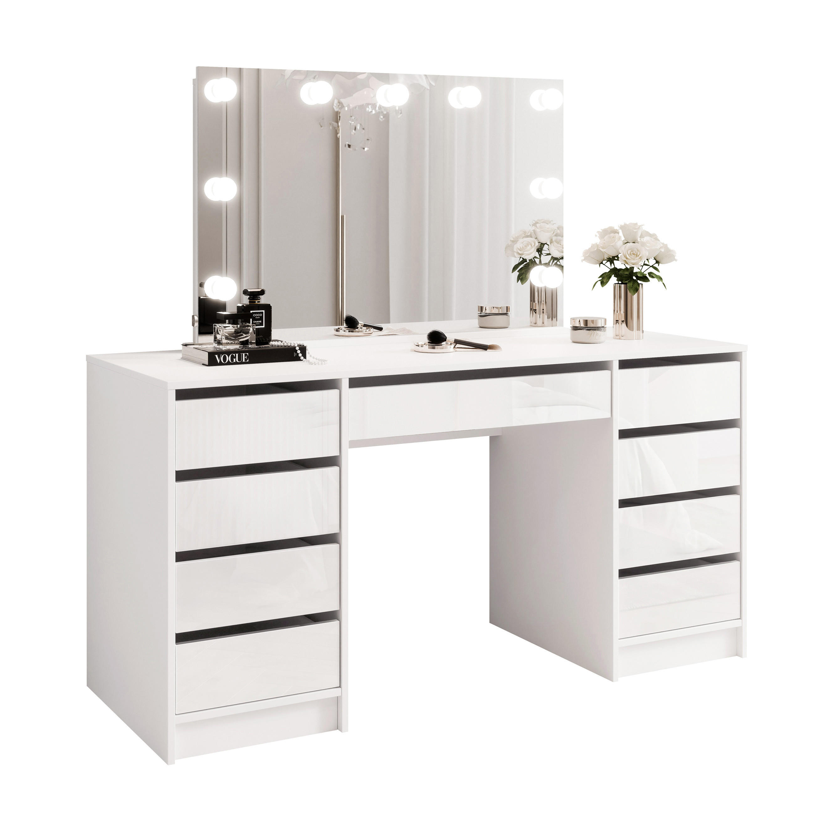 Idohome Schminktisch Weiß 150x145x55 cm