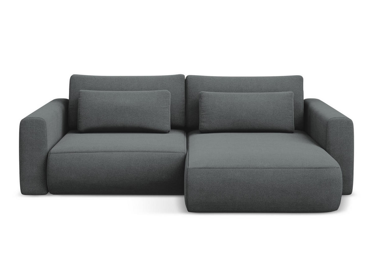 ECKSOFA mit Schlaffunktion Strukturstoff Stoff Grau - Schwarz/Grau, Kunststoff/Textil (240/149cm) - Makamii