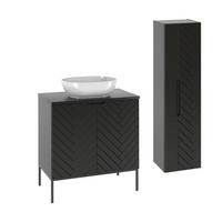 BADMÖBEL Daria 2er-Set Schwarz - Schwarz, Holzwerkstoff (80.6/84.2/46.5cm) - Petits-meubles