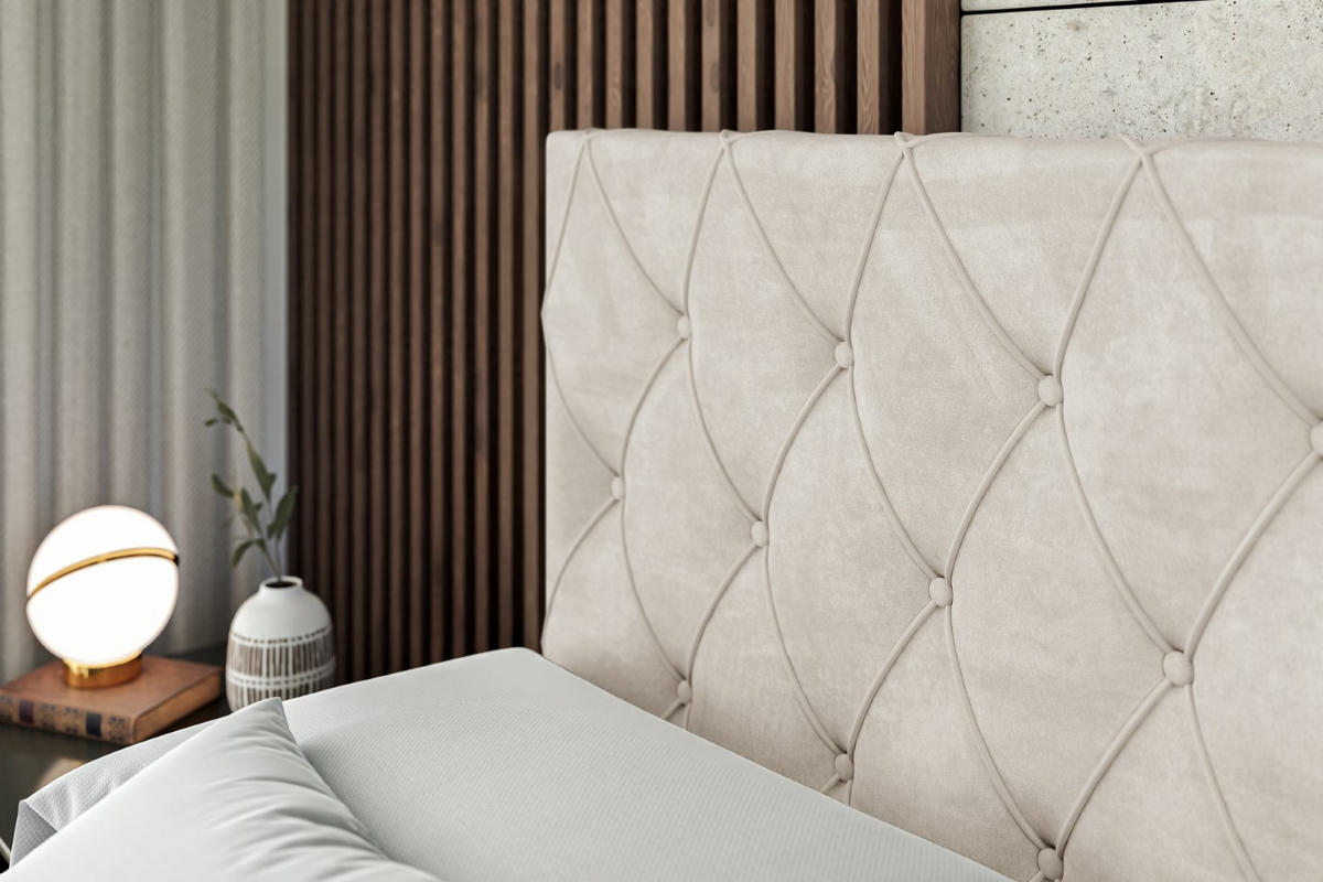 BOXSPRINGBETT AMAY-Z KING - 200x200 - H3/H4 - Ecru - Beige, Holzwerkstoff (200/200cm) - ALTDECOR