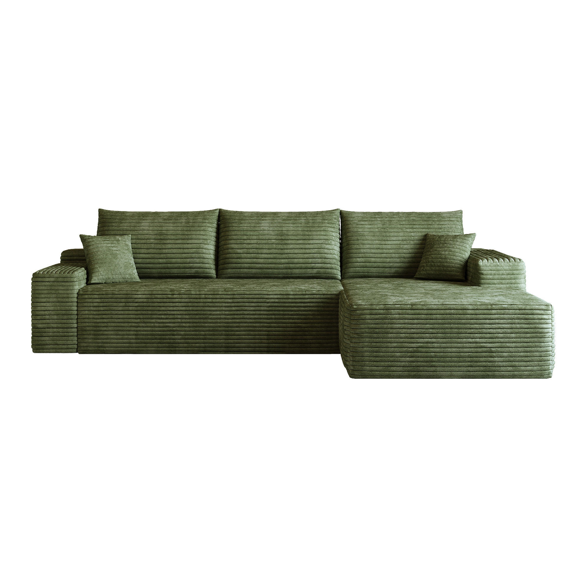 ECKSOFA 270/175/83 cm in Grün aus Cord mit hoher Sitzbequemlichkeit - Grün, Textil (175/270cm) - Flora Grace