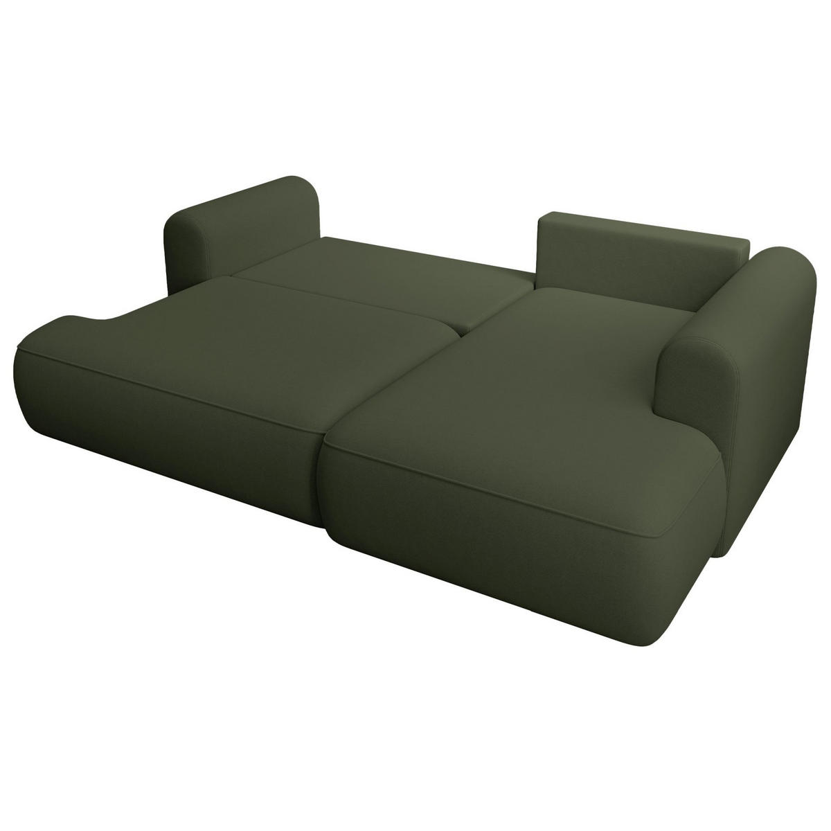 ECKSCHLAFSOFA Ovo Mini Olivgrün Easy-Clean-Samtbezug - Schwarz/Olivgrün, Kunststoff/Textil (238/156cm) - Selsey