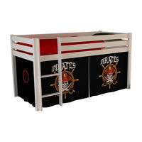 KINDERBETT Karolina 210x114x106 Massivholz Weiß Textilset Pirate - Schwarz/Weiß, Holz (90/200cm) - 58aufmkessel