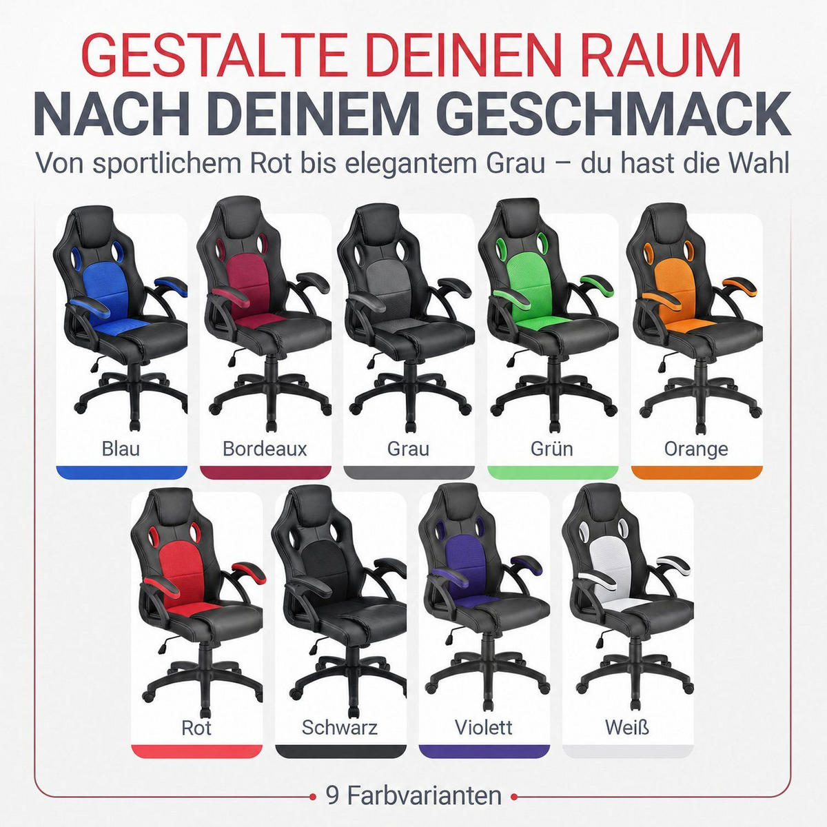 SCHREIBTISCHSTUHL Montreal rot - Rot, Textil (47/111/52cm) - Juskys