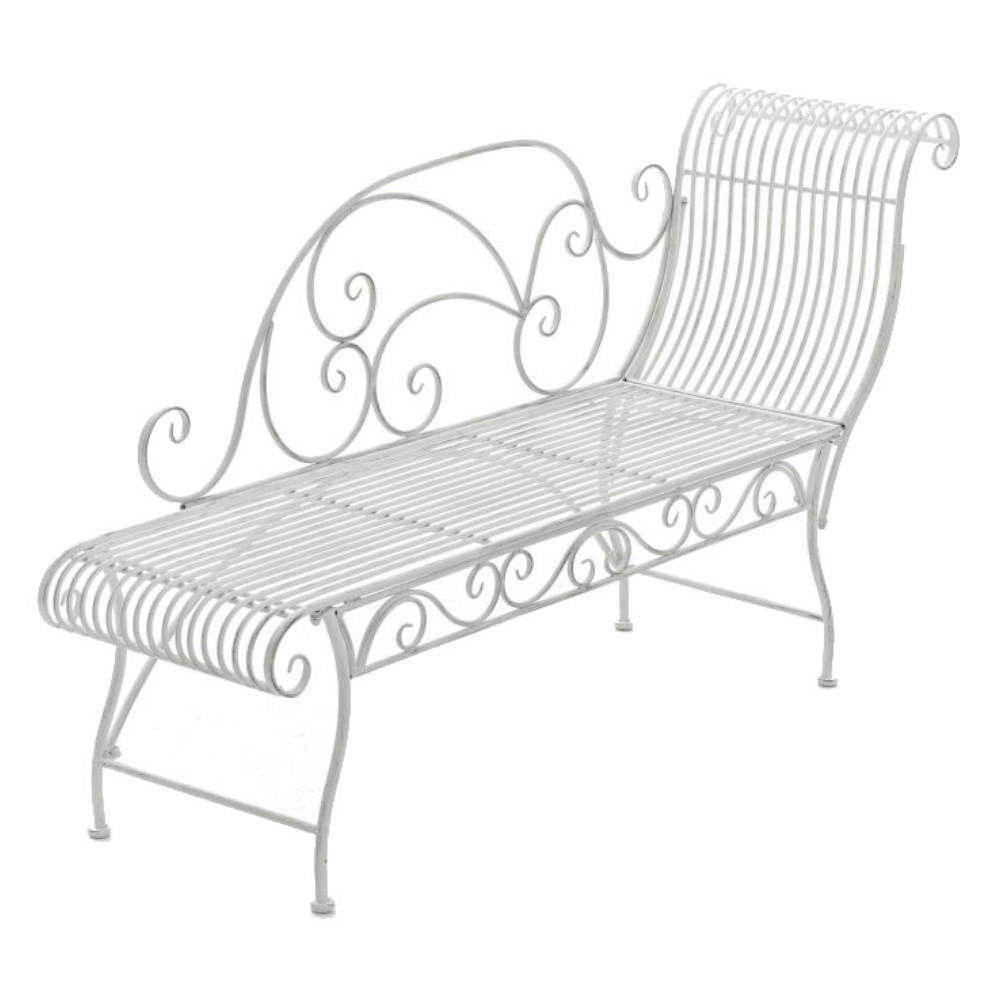 GARTENBANK Sizon Metall Antik weiß 156x46x78cm Gartenliege - Weiß, Metall (156/78/46cm) - DELUKE