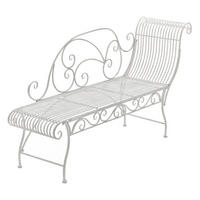 GARTENBANK Sizon Metall Antik weiß 156x46x78cm Gartenliege - Weiß, Metall (156/78/46cm) - DELUKE