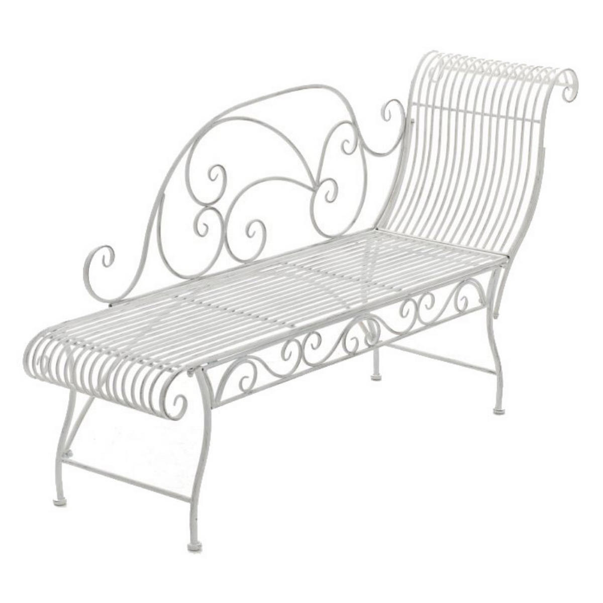 GARTENBANK Sizon Metall Antik weiß 156x46x78cm Gartenliege - Weiß, Metall (156/78/46cm) - DELUKE