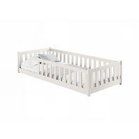 BODENBETT 90x200 cm in Baumwolle - Beige, Holz (90/200cm) - Kids Collective