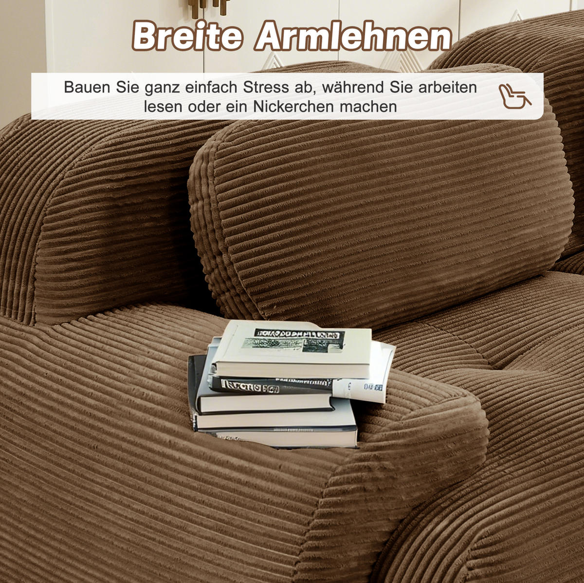 SOFA modular rahmenlos Cord Brown - Braun, Textil (298/75/103cm) - IVMEU