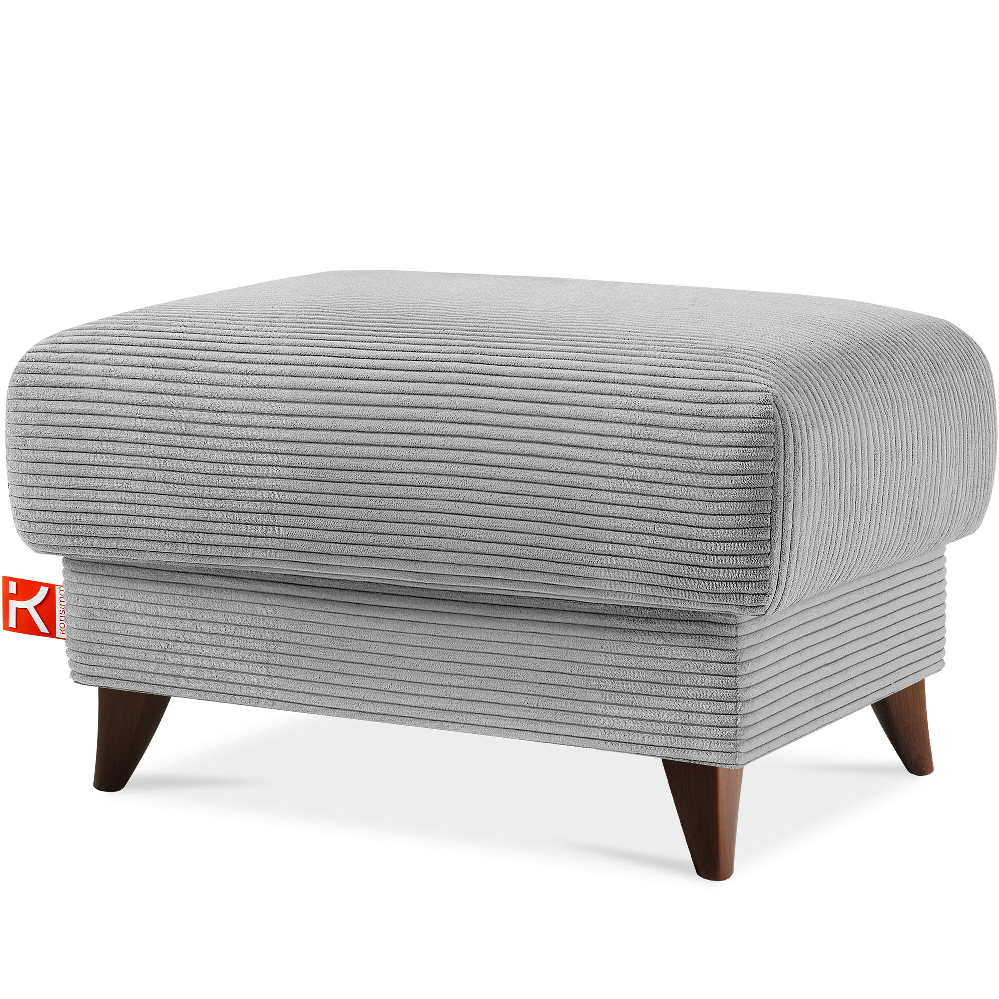 HOCKER GUSTAVO II, Hellgrau - Hellgrau/Braun, Holz/Holzwerkstoff (92/49/92cm) - KONSIMO®