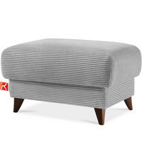 HOCKER GUSTAVO II, Hellgrau - Hellgrau/Braun, Holz/Holzwerkstoff (92/49/92cm) - KONSIMO®