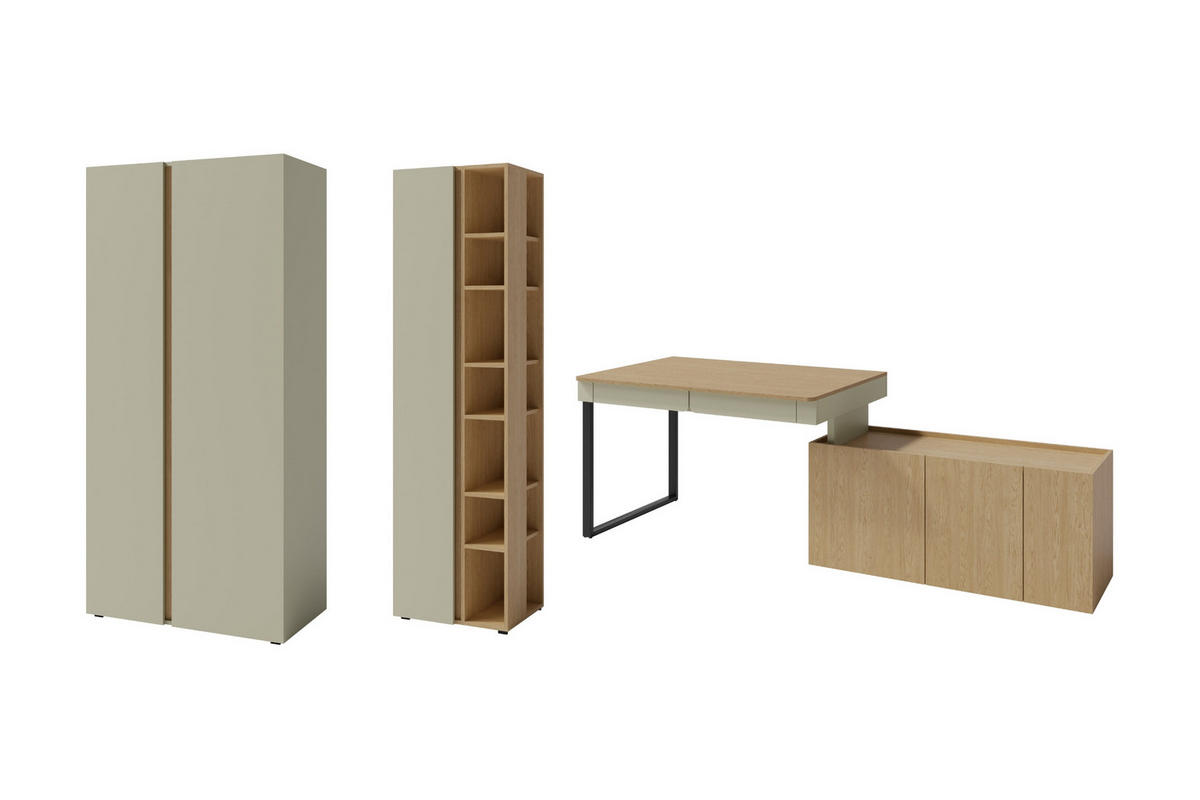 JUGENDZIMMER-SET LIBU AA 3-teilig in Eukalyptus / Baltic Düne Eiche - Alteiche/Eukalyptusholzfarben, Holzwerkstoff (373/195/63cm) - Deine Möbel 24