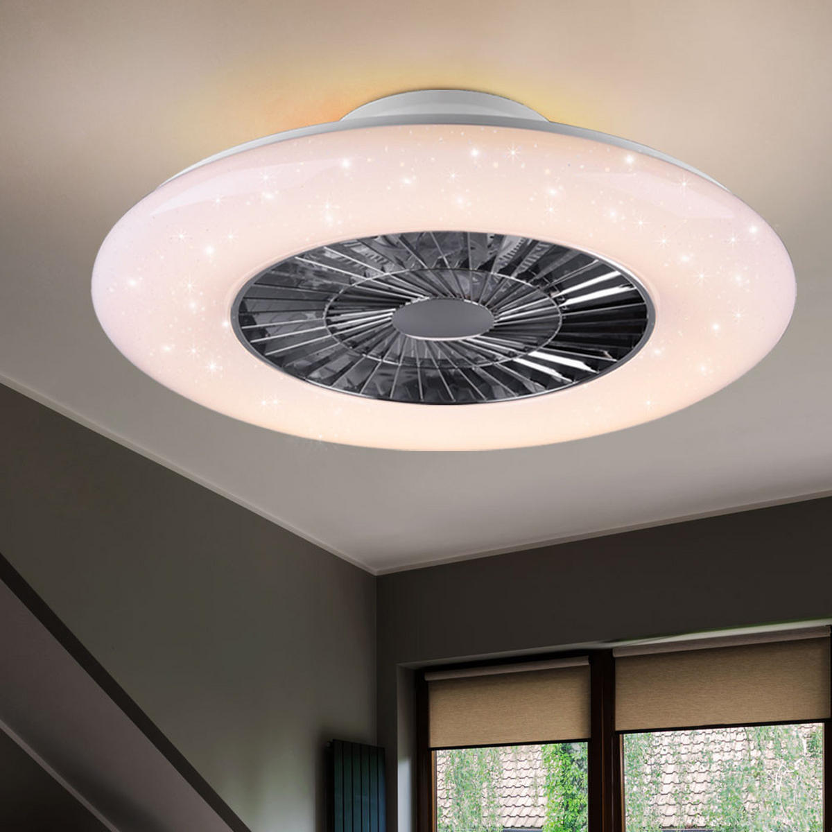 LED DECKENLEUCHTE Ventilator Weiß - Weiß, Metall (75/75/21cm)