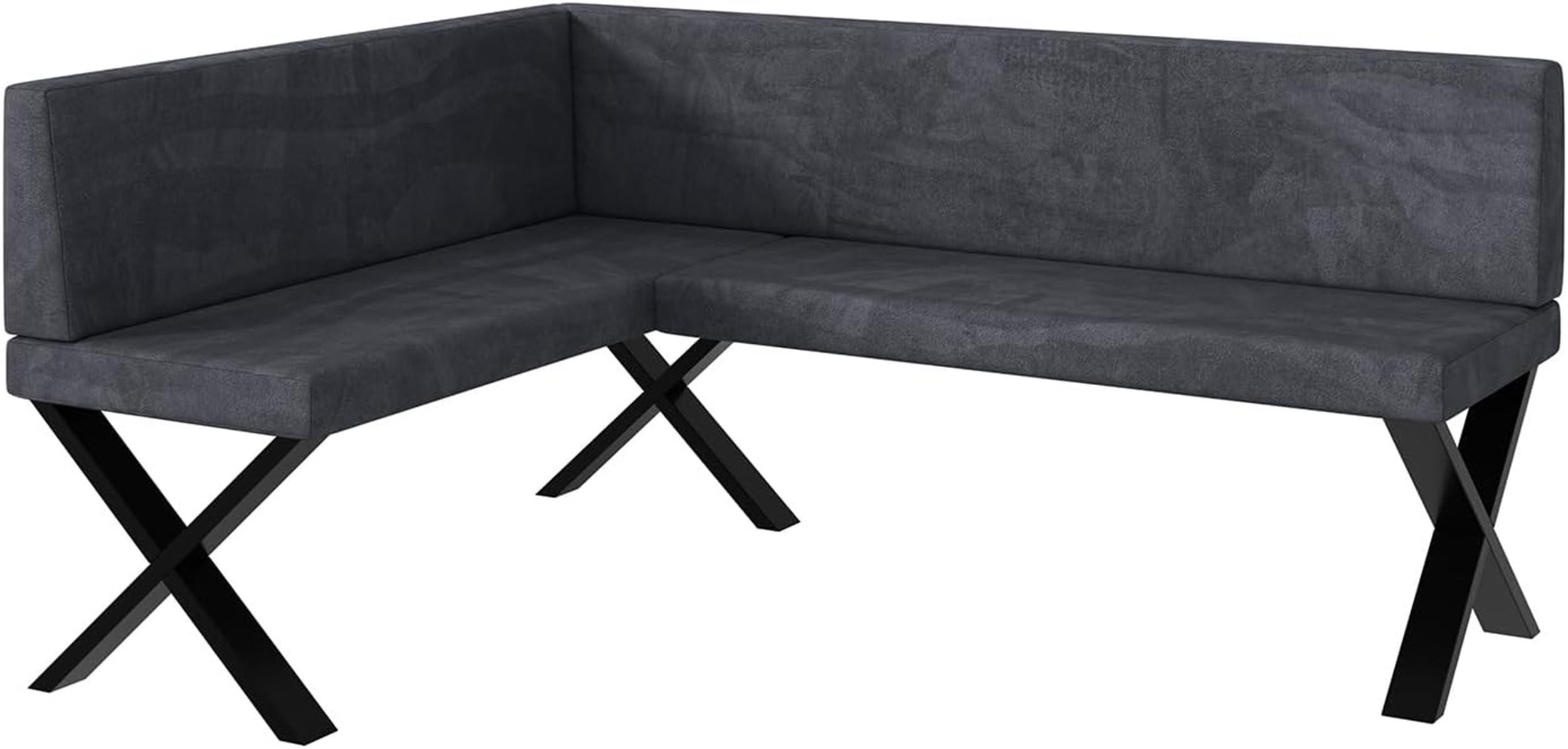 ECKBANK TONI_X - Dunkelgrau, Textil (128/168cm) - Meblini