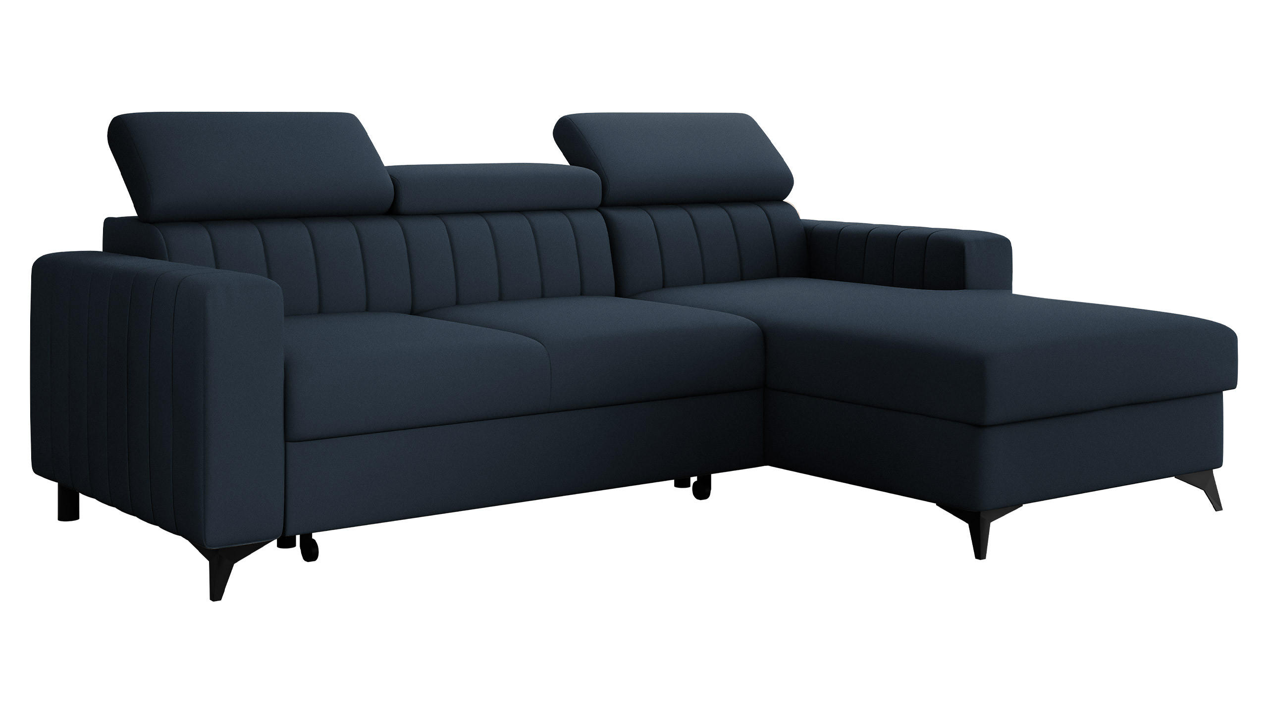 COLTAR Milano, Dreapta 2R+LC - albastru închis/negru, material textil/lemn (172/236cm) - MIRJAN24