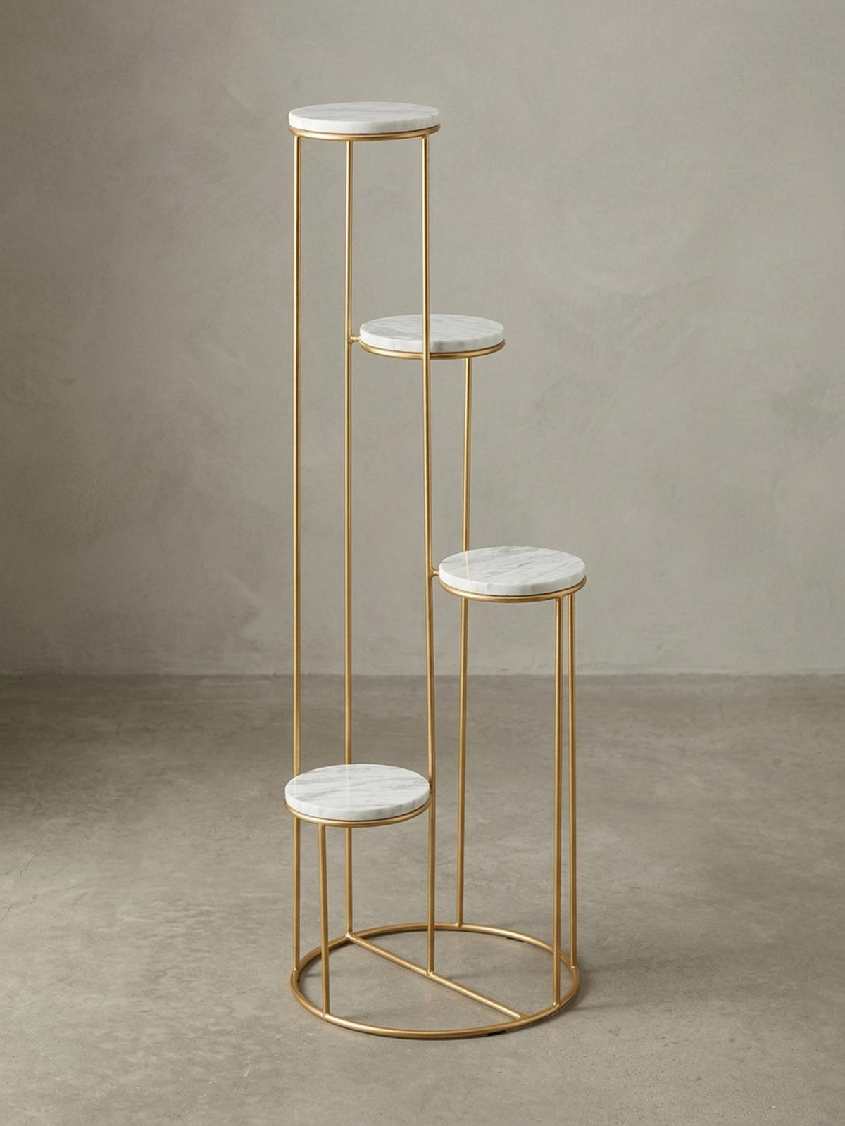 BLUMENSTÄNDER Weiß Marmor für Wohnzimmer und Dekoration - Goldfarben, Stein/Metall (37/37/108cm) - KADIMA DESIGN