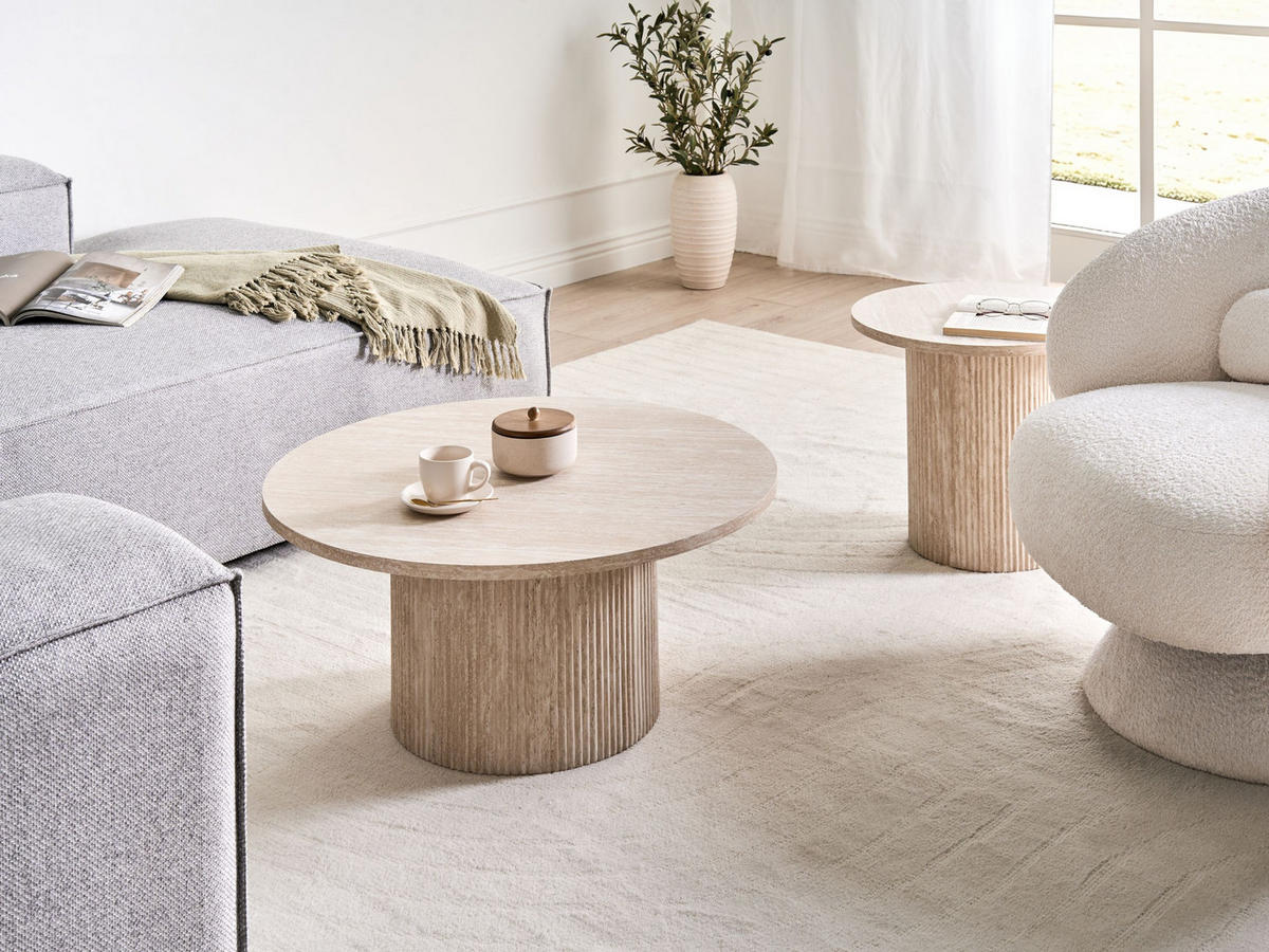 COUCHTISCH Beige Ammon - Beige, Holzwerkstoff (80/80/38cm) - Beliani