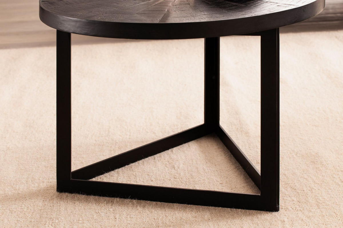 COUCHTISCH Schwarz Massivholz Mango Rund 58x58x40 cm Industrial Design - Schwarz, Holz/Metall (58/58/40cm) - KADIMA DESIGN