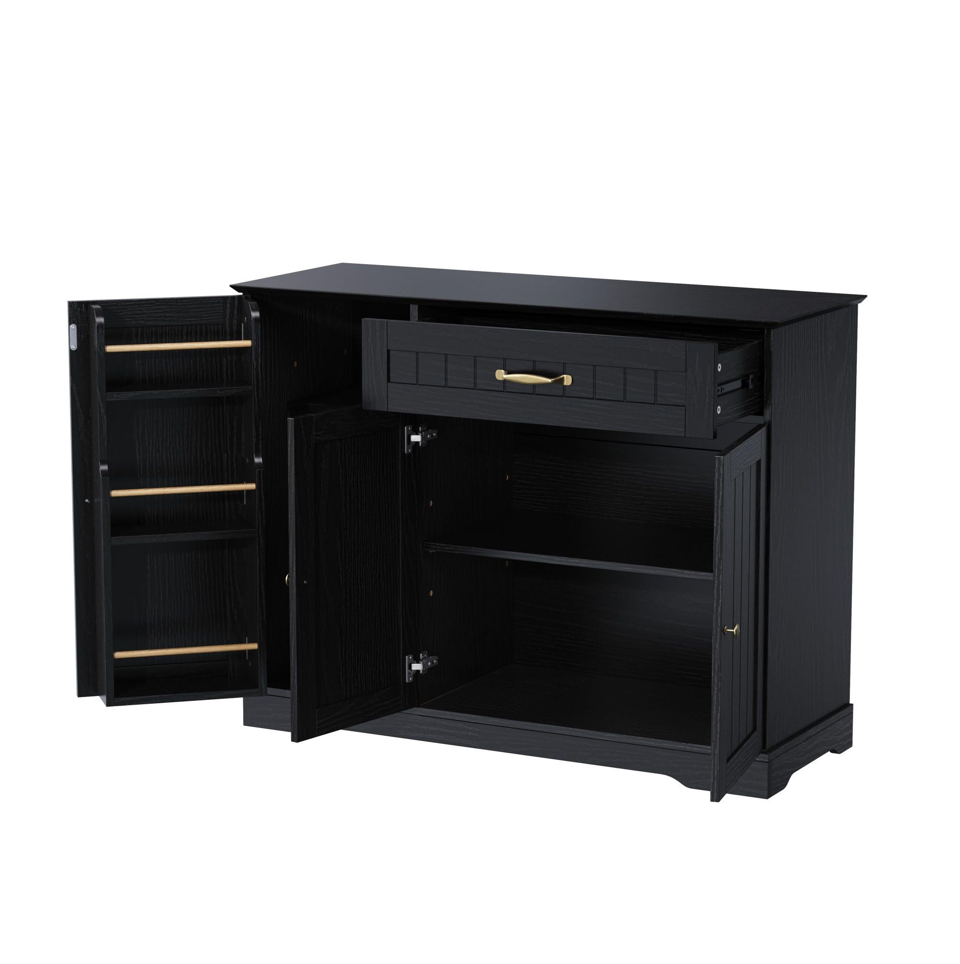 SIDEBOARD 107/40/83.4 cm Schwarz aus MDF mit 3 Türen und Schublade - Schwarz, Holzwerkstoff (40/83.4/107cm) - OKMYHOME