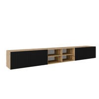 TV-LOWBOARD Schwarz NOELI 300 Offene Regale Geriffelt Artisan - Schwarz, Holzwerkstoff (300/41/40cm) - Sepro Meble