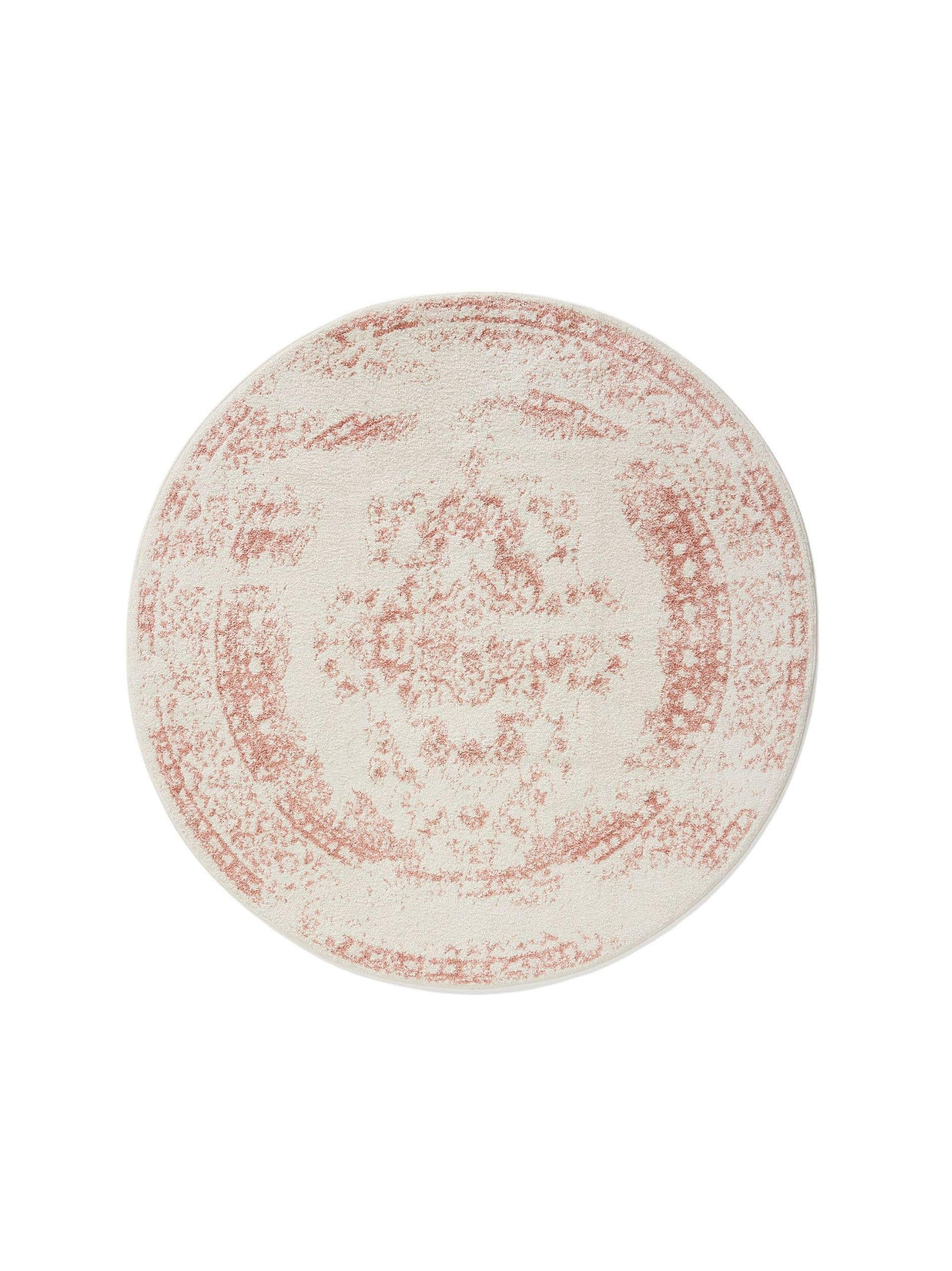 VINTAGE-TEPPICH Sia ø 120 cm rund - Creme/Rosa, Kunststoff (120/120cm) - benuta