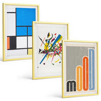 BILDER SET 3er Set - 40x60 cm Goldrahmen - Abstrakte moderne Geometrie - Goldfarben, Kunststoff (40/60cm) - TULUP