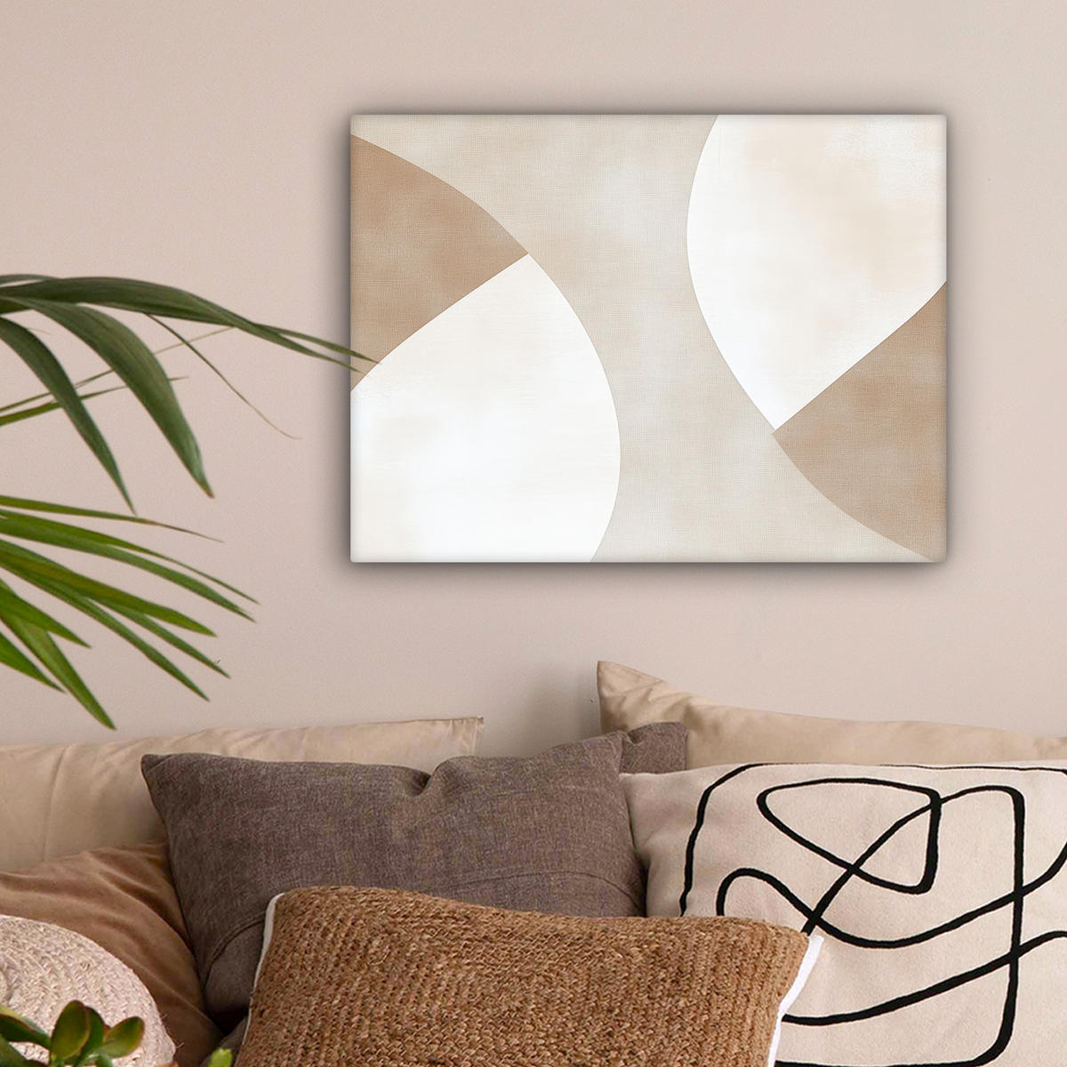 LEINWANDBILD Braun - Japandi - Abstrakt 40x30 cm - Sandfarben, Textil (40/30cm) - MuchoWow