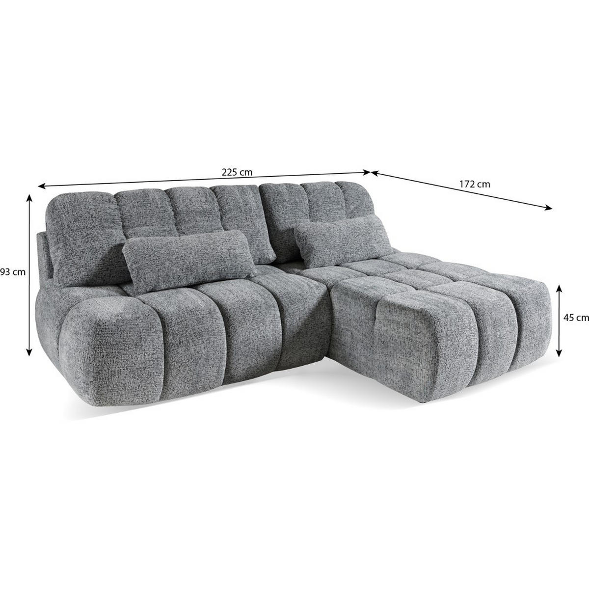 ECKSCHLAFSOFA Terio mit Bettkasten, rechts, Grau - Grau, Textil (225/172cm) - Beautysofa
