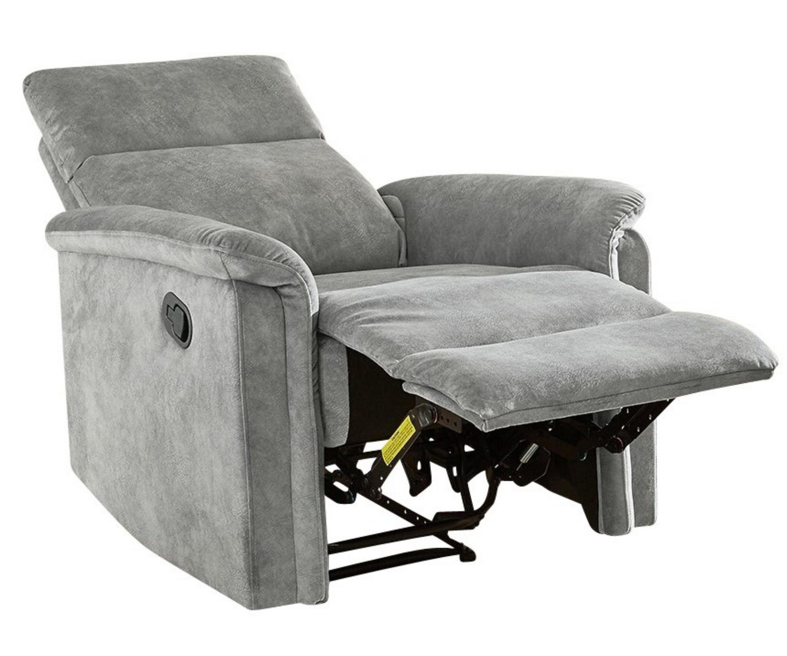 RELAX-FERNSEHSESSEL Federkern, Liegefunktion verstellbar durch halbautomatische Relaxfunktion B78/T90/H100 cm, Velours Vintage Grau / 15126 - Schwarz/Grau, Textil (78/100/90cm) - luma-home