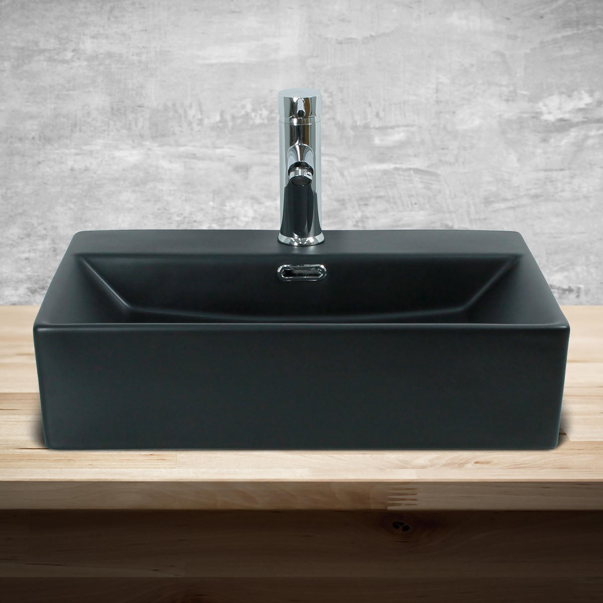 WASCHBECKEN - Schwarz, Keramik (36/13/51.5cm) - ML-DESIGN