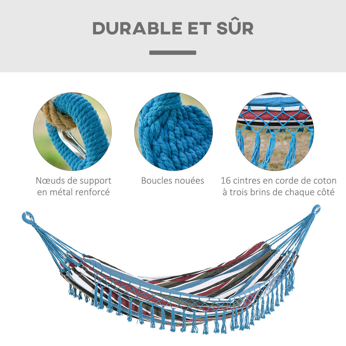 HÄNGEMATTE DE-13566 tragbar, Hippie-Chic Mehrfarbig - Multicolor, Textil (150/1/285cm) - ComfortXL