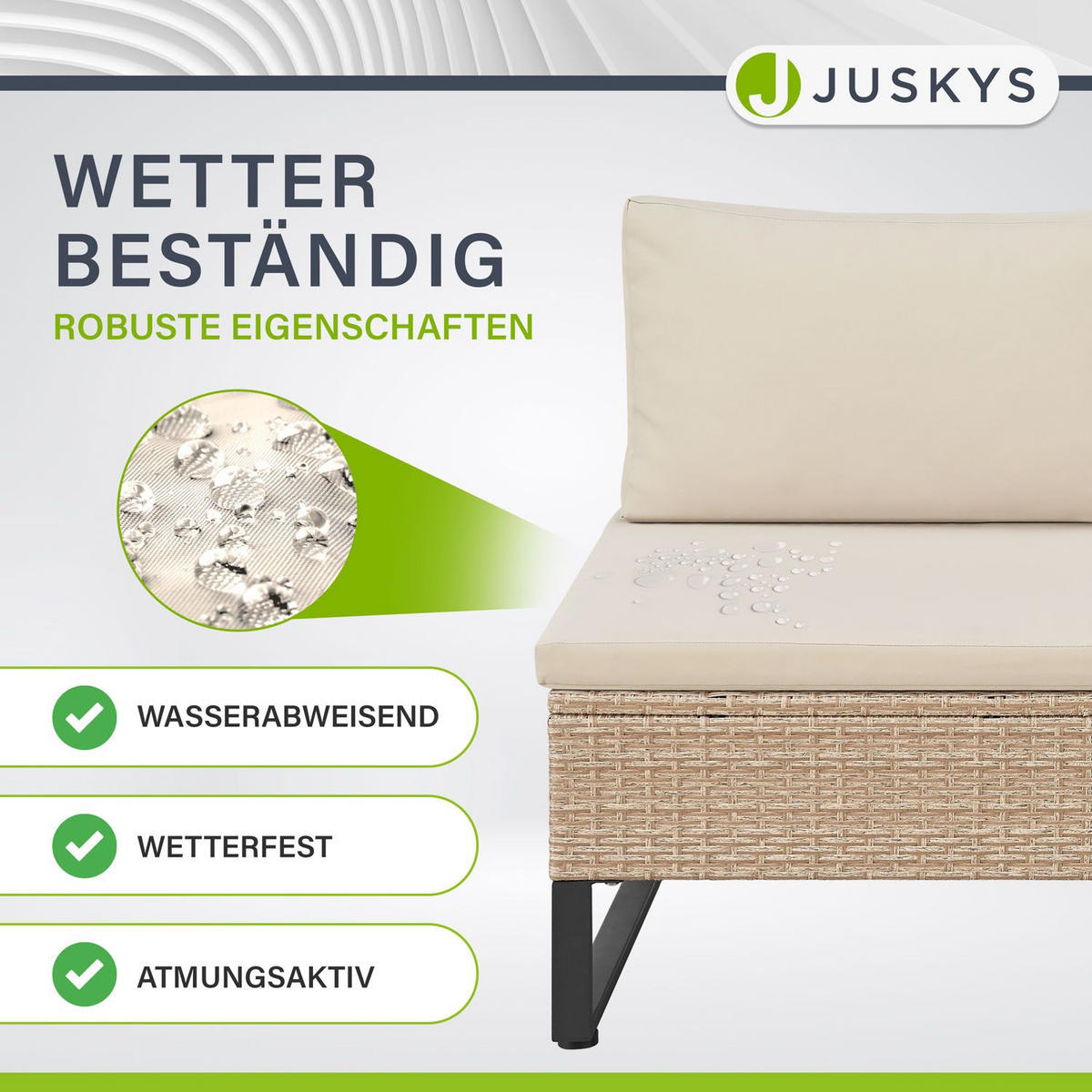 LOUNGEGARNITUR Santorini creme / sand - Beige, Kunststoff - Juskys