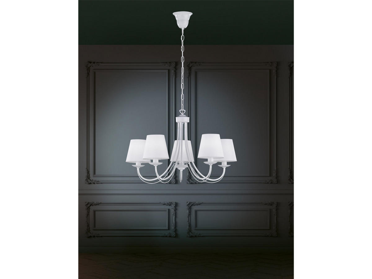 LED-KRONLEUCHTER Ø70cm, Lampenschirme Stoff Weiß - Weiß, Textil/Metall (70/70/150cm) - meineWunschleuchte