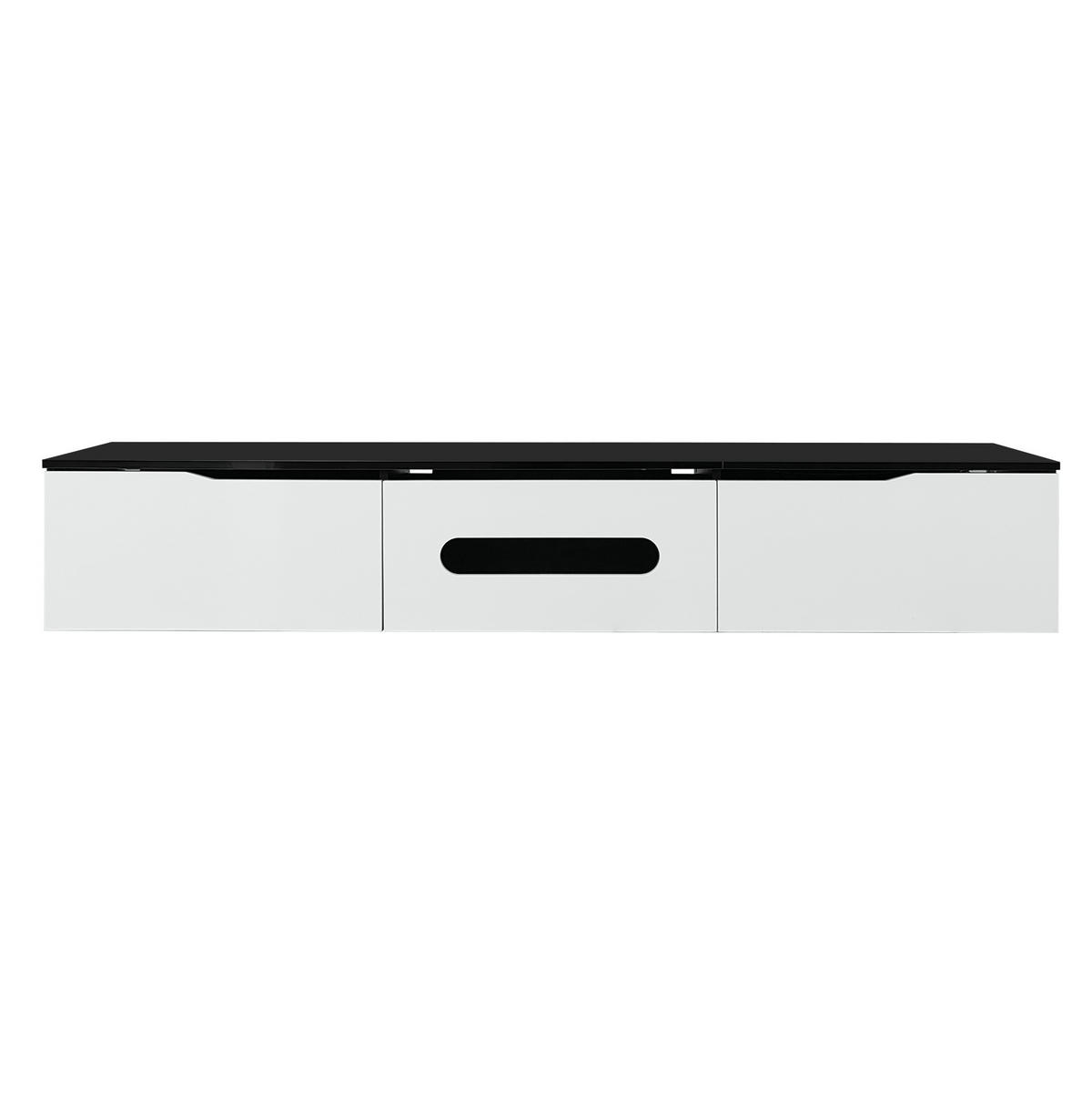 LOWBOARD 180/35/30 cm aus MDF und Spanplatte mit LED-Beleuchtung Schwarz/Weiß - Schwarz, Holzwerkstoff (180/30/35cm) - Modenvie