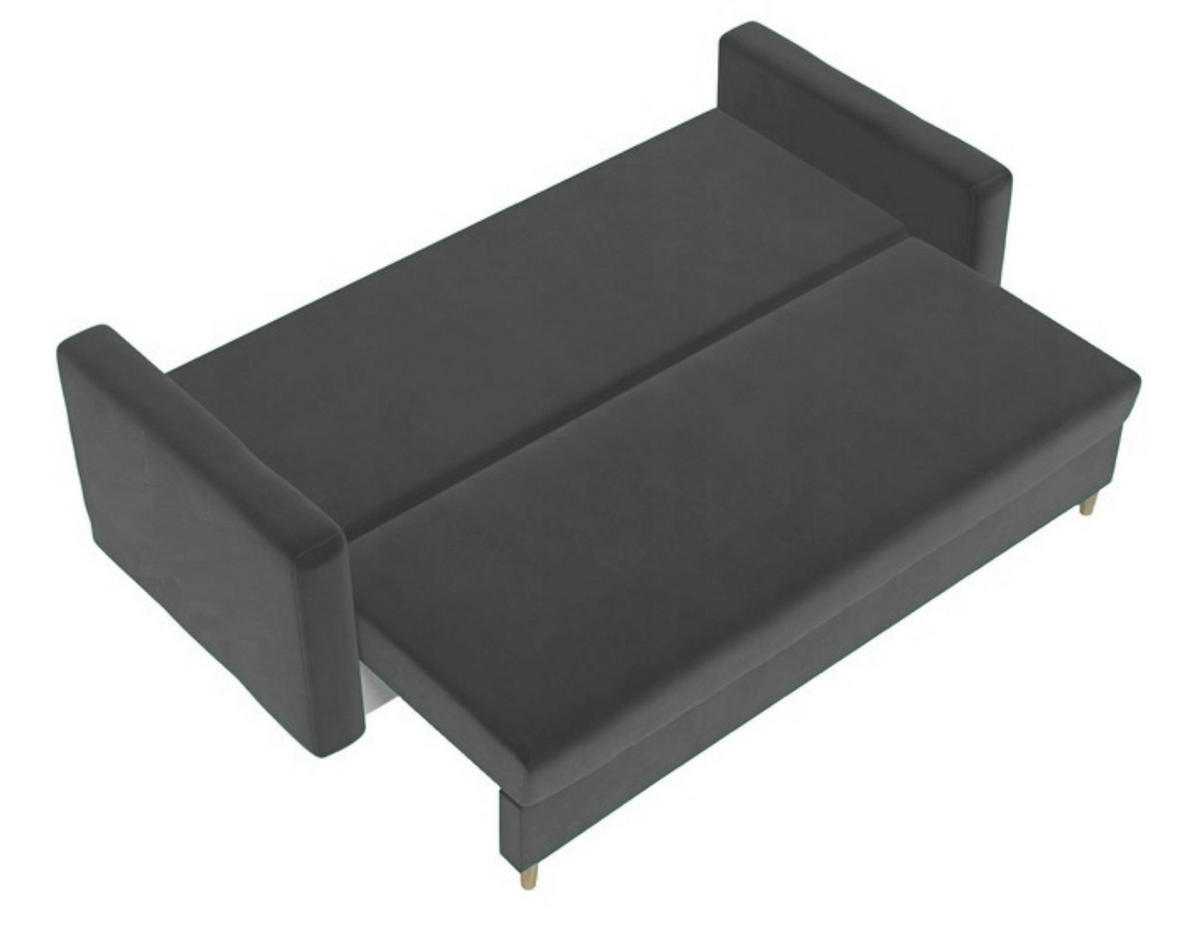 SCHLAFSOFA ARO, Sofa mit Schlaffunktion und Bettkasten, Veloursstoff, Frabe: Grau - Grau, Textil (217/100/87cm) - Sepro Meble