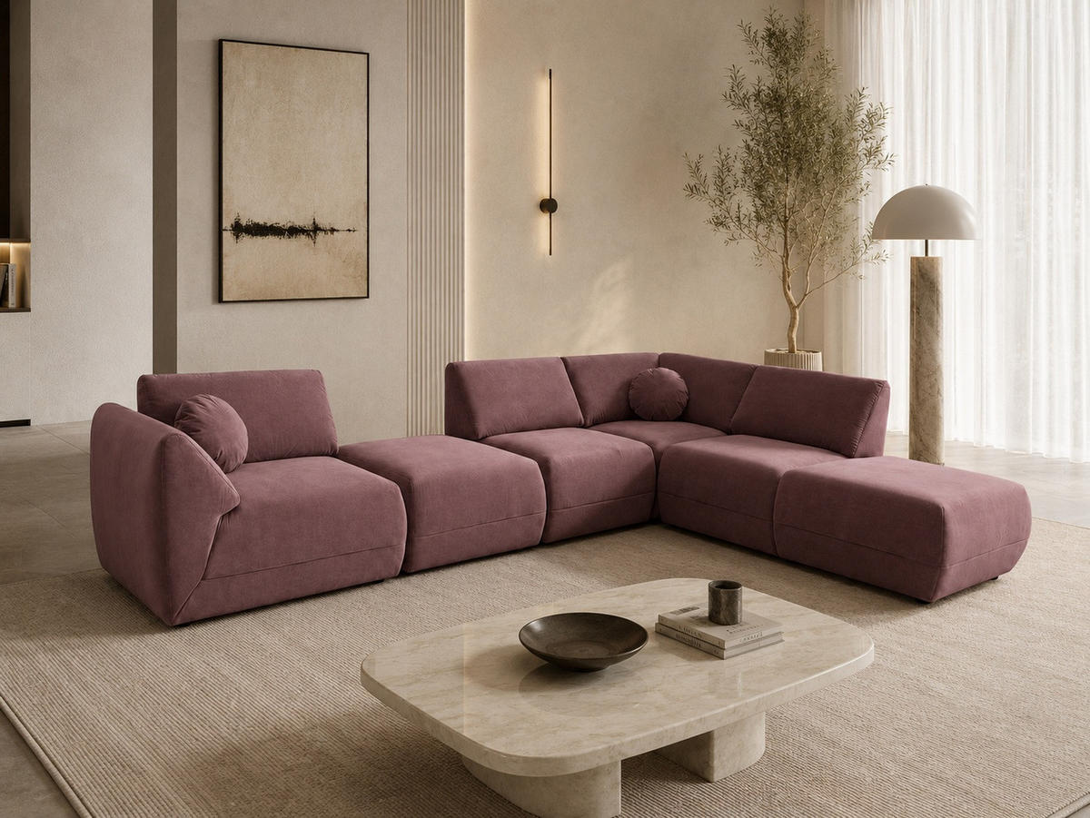 ECKSOFA Cordoba Modulares Rechts Altrosa - Altrosa, Textil (352/244cm) - KS Home Concept