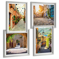 BILDER SET 4er Set - 50x50 cm & 40x60 cm Silberner Rahmen - Charmante Straßen mit Steinen - Silberfarben, Kunststoff (50/50cm) - TULUP