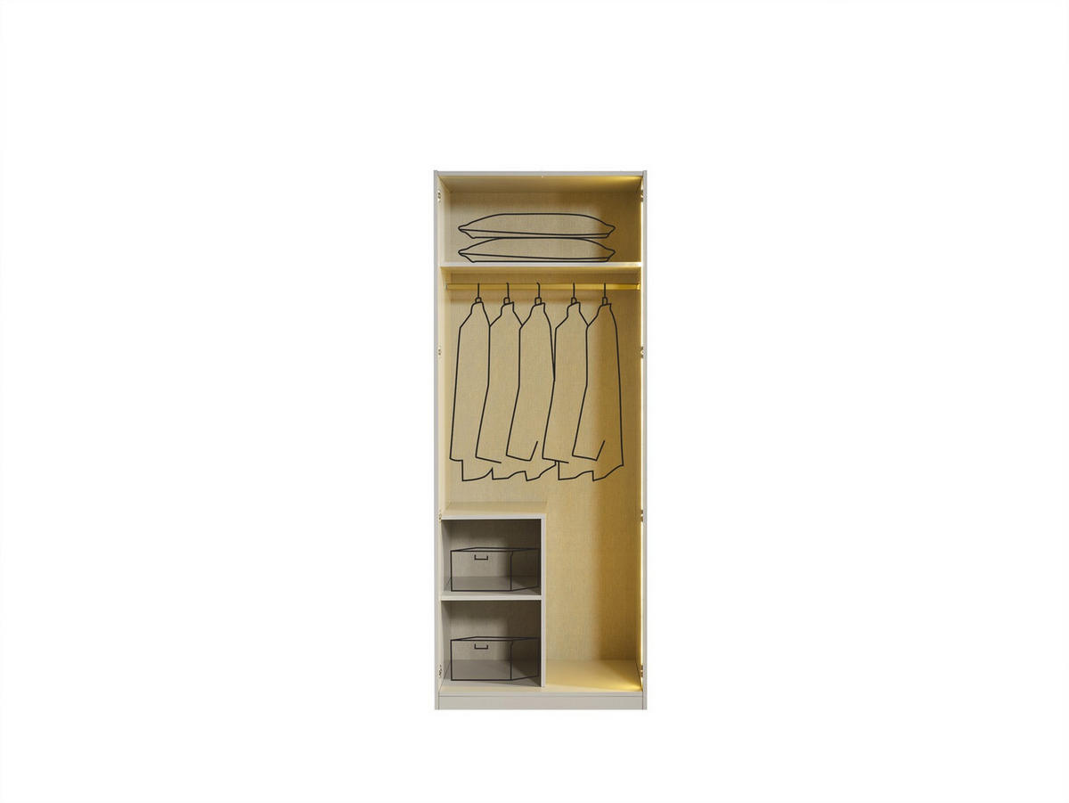 KLEIDERSCHRANK Black Line 2 trg., mit Schubläden - Beige, Holzwerkstoff (88/220/60cm)
